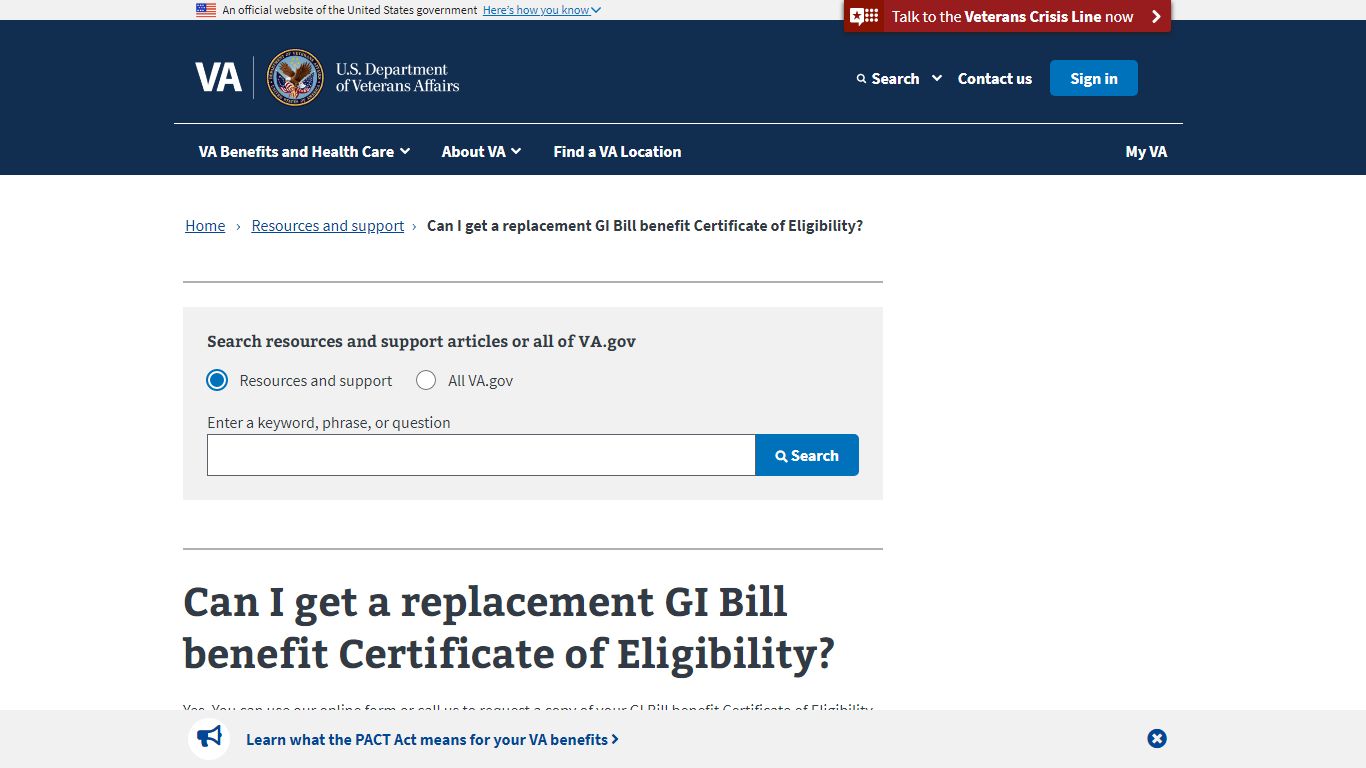 Can I get a replacement GI Bill benefit Certificate of Eligibility ...